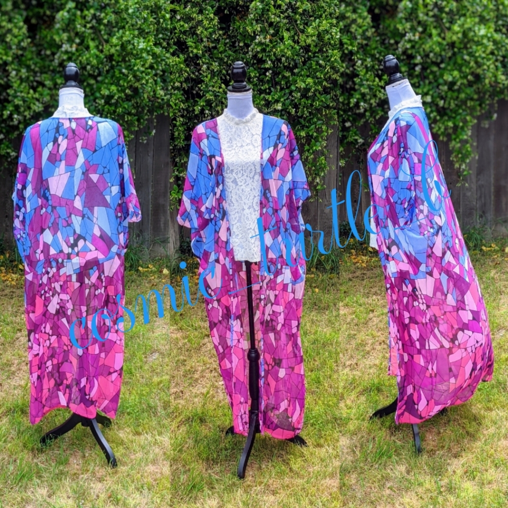 1 left! New Stained Glass Kimono Swim Cover up - Picture 4 of 8